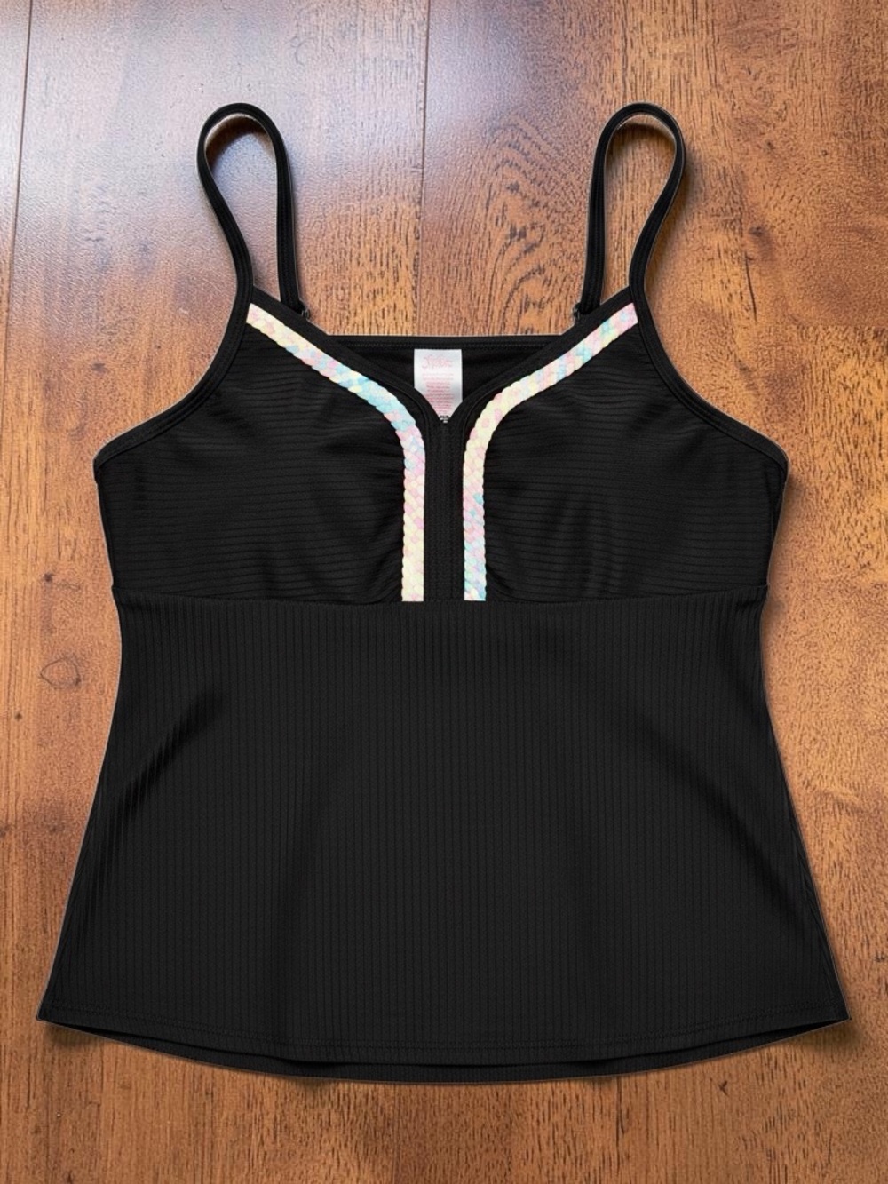 Justice Black Camisole with Iridescent Sequin Trim
